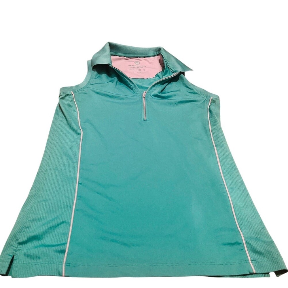 Peter Millar Sun Comfort Womens Sleeveless 1/4 Zip Golf Top UPF 50 S Teal